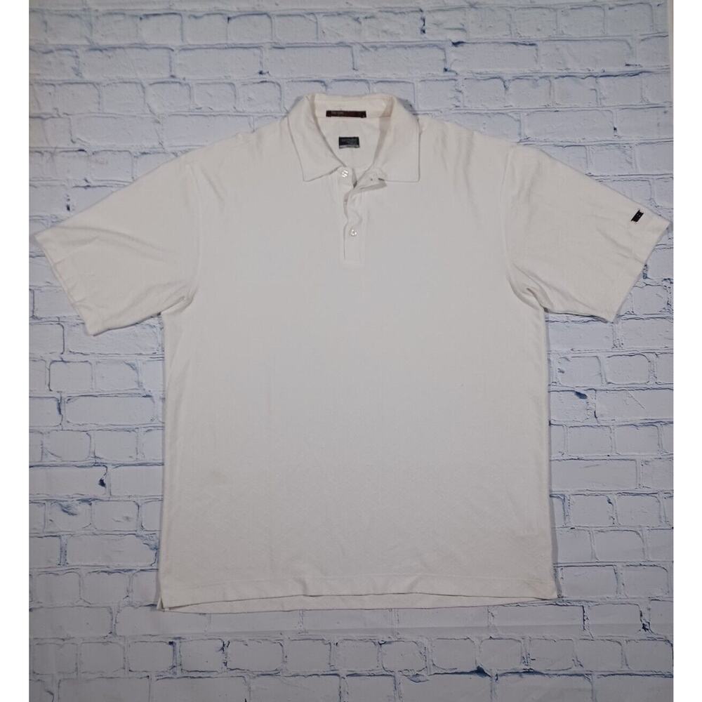Nike Tiger Woods Shirt Mens L White Polo Dri Fit Golf Geometric‎ Pattern